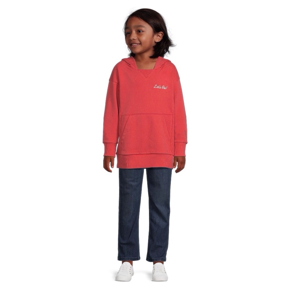 Boys Long Sleeve Coral Hoodie Sweatshirt with Embroidery